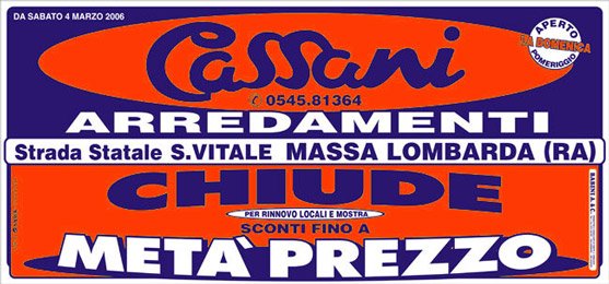 Cassani Arredamenti - Liquidazione per rinnovo locali - Ravenna