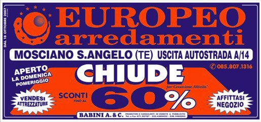 Europeo Arredamenti - Svendita per cessazione attività - Teramo